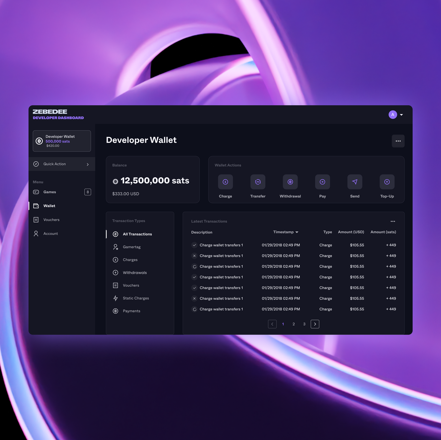 Developer Wallet Dashboard