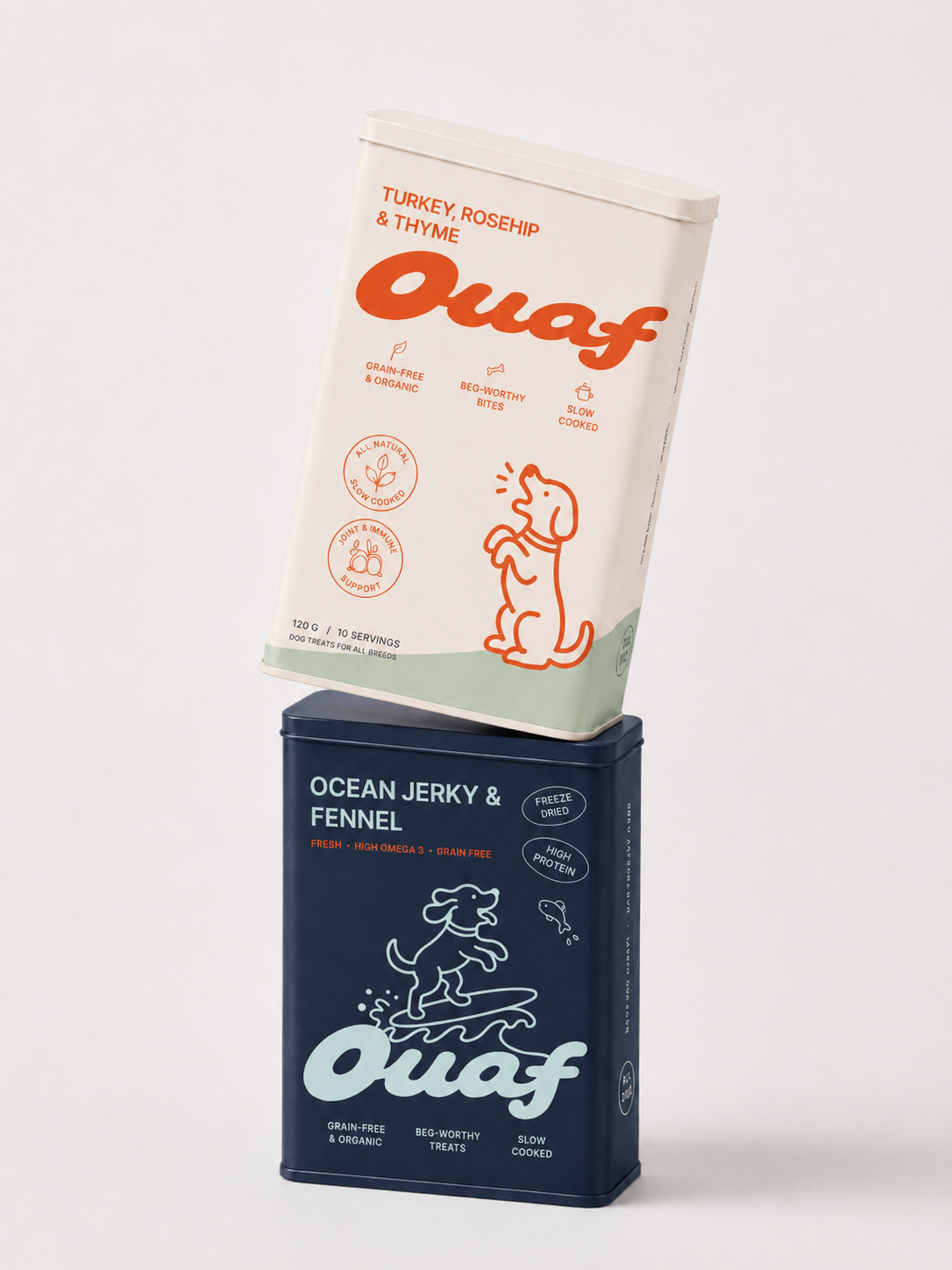 Ouaf tin packaging pair