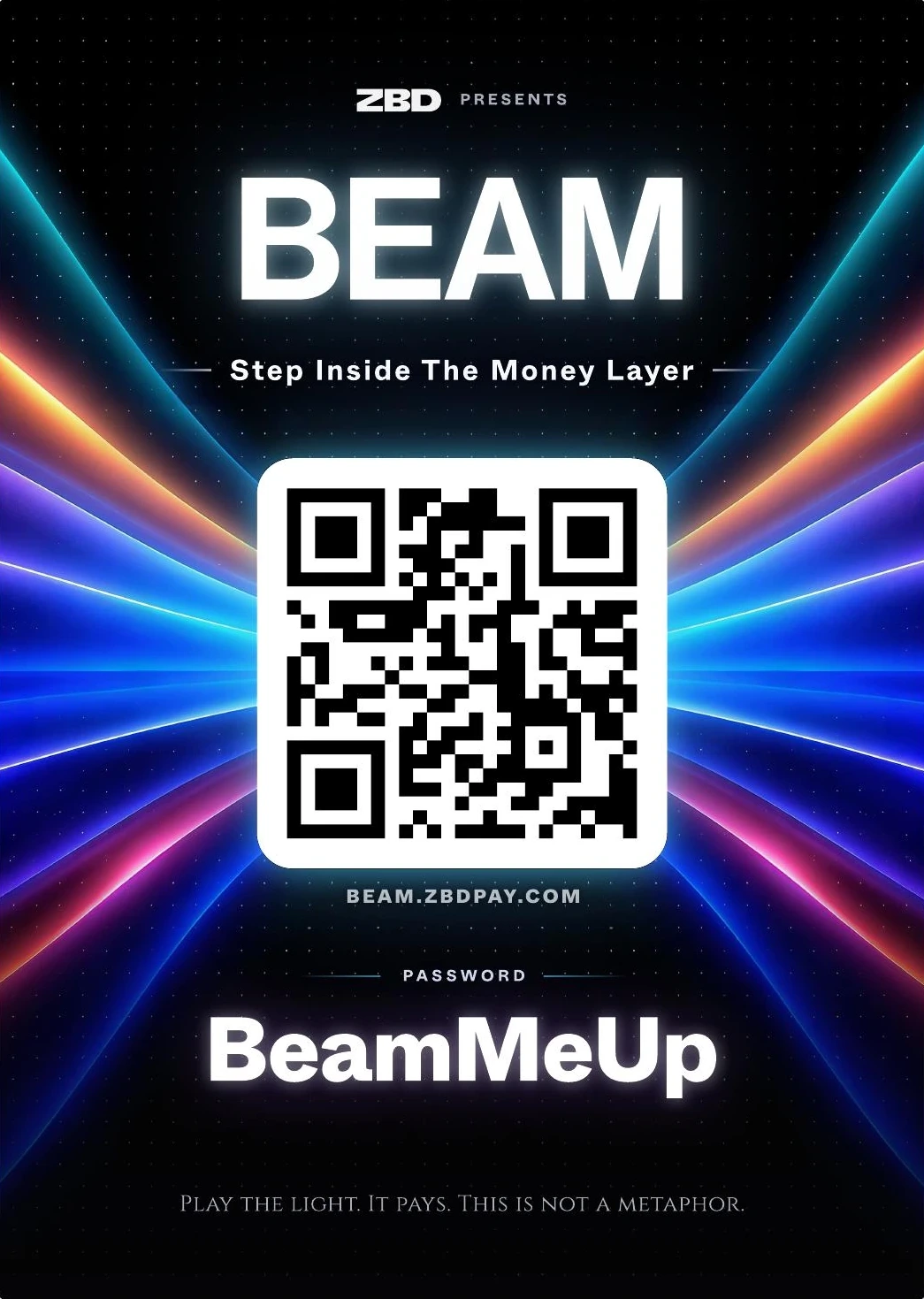 BEAM password card with QR code — BeamMeUp
