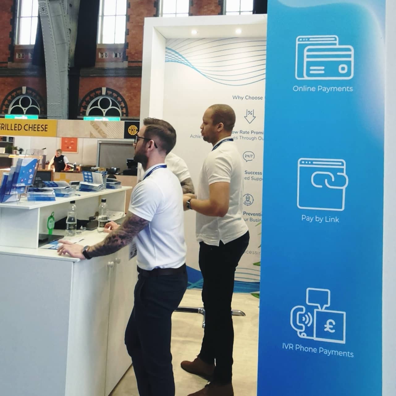Roll-up graphics on stand