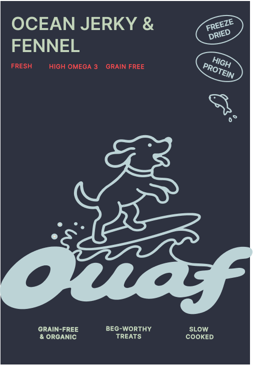 Ouaf Ocean Jerky & Fennel label