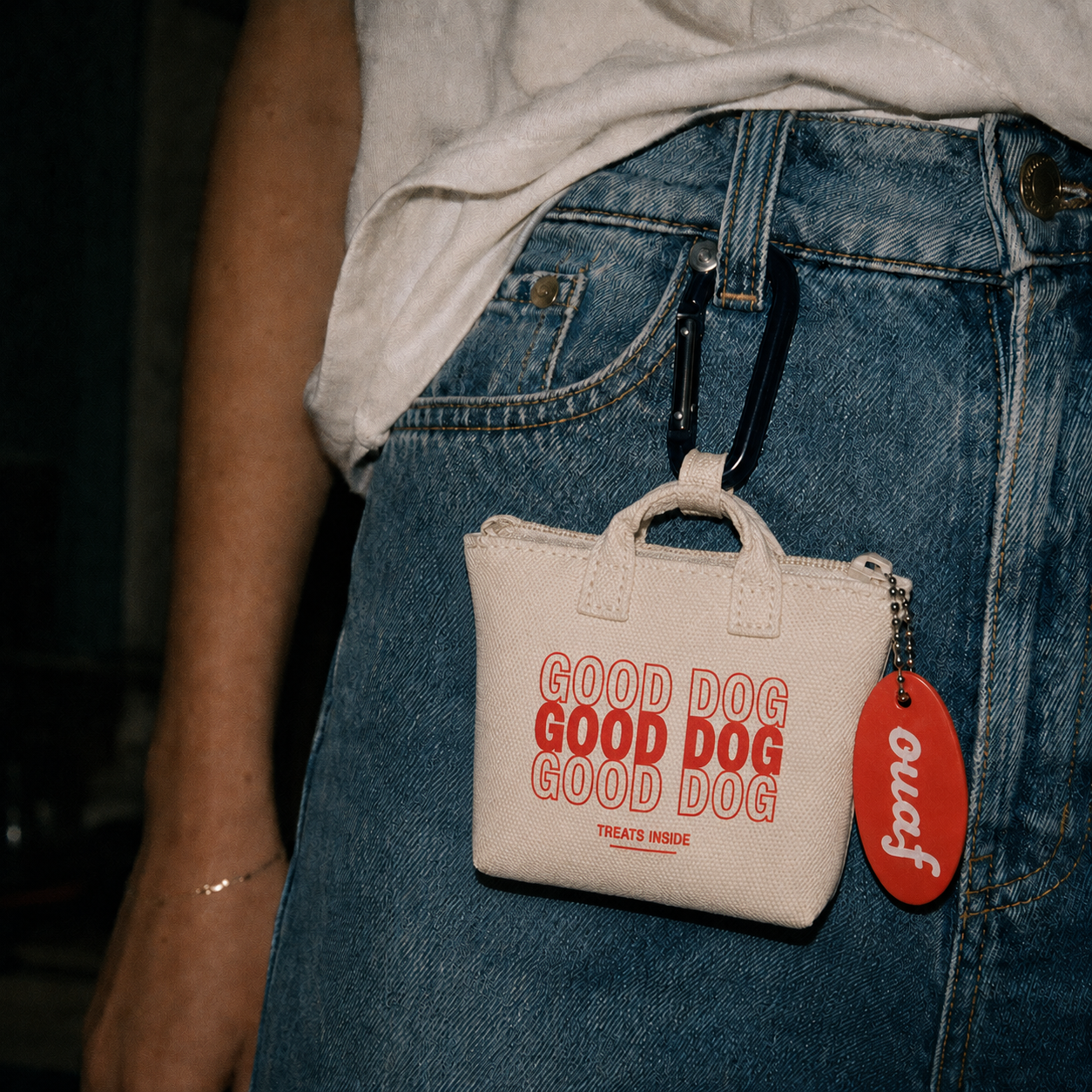 Good Dog treats tote bag merch
