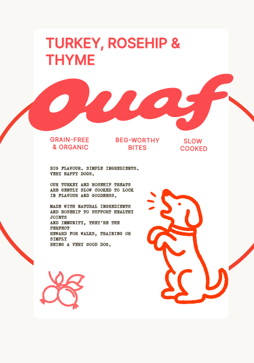 Ouaf label with ingredient copy