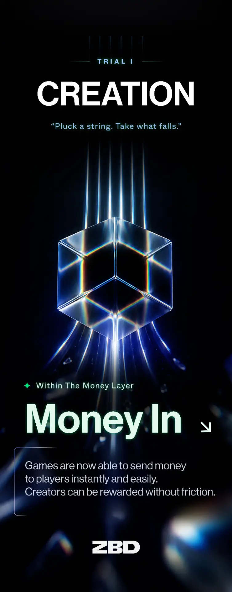 Creation โ Money In โ ZBD campaign poster